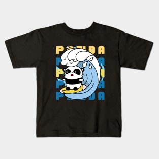 Surfing Panda Bear Kids T-Shirt